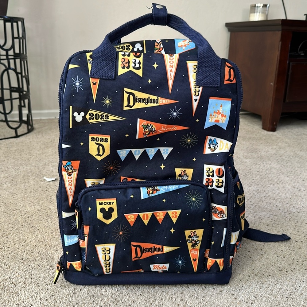 Disney Pennant Flag Backpack Disneyland 2023 Large Full-Size School Book…